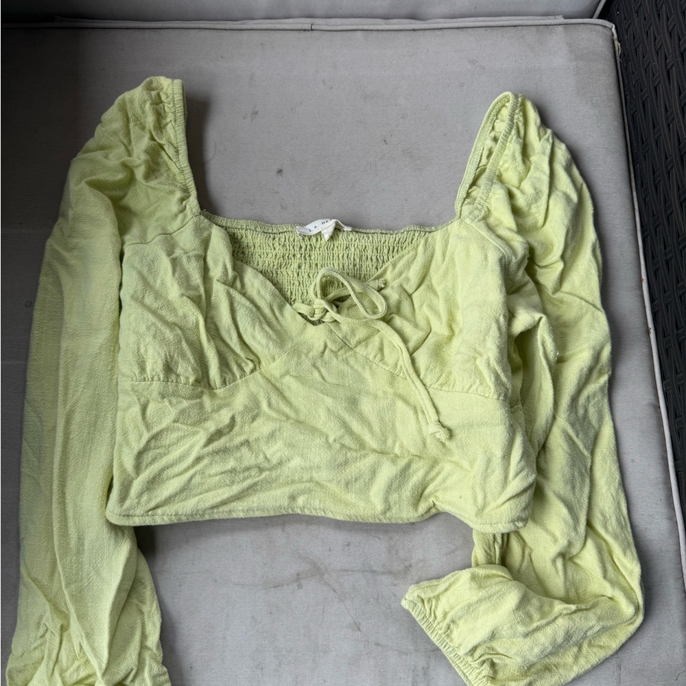 La Hearts Light Yellow Crop Top